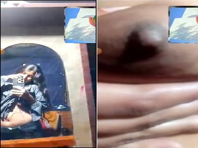 Private body parts exposing hot GF video call sex