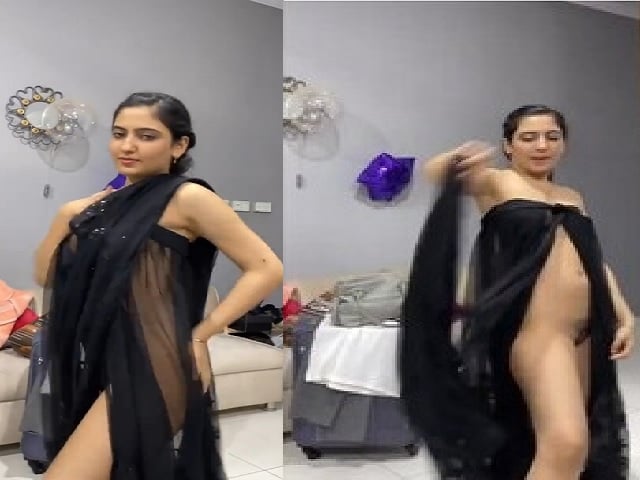 Black transparent dress GF hairy pussy viral show