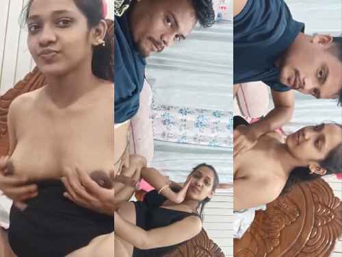 Desi Couple Boobs Suck n Handjob