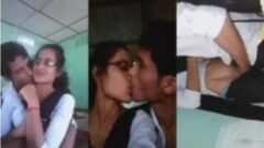 Young College Engineer Couple Romancing In Classroom