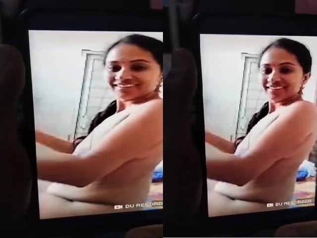 Cute bhabhi nude show for ex-lover caught by hubby