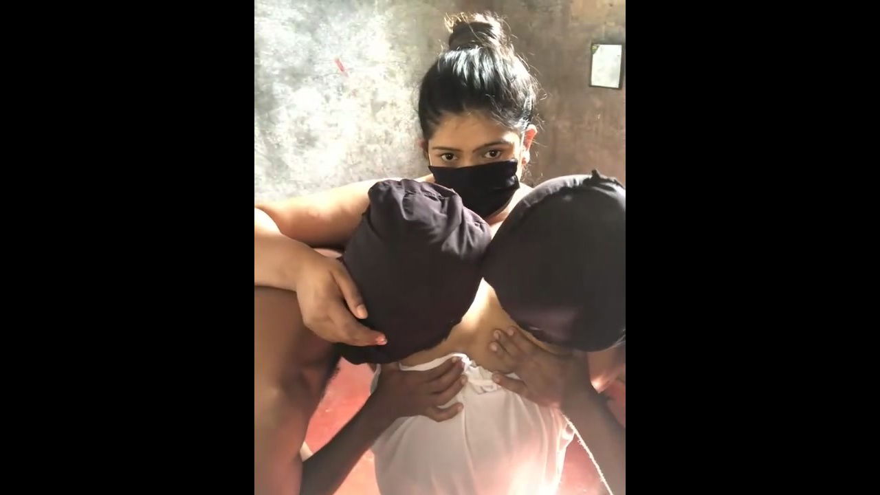 Two boy and One girl taking shower and boobs pressing