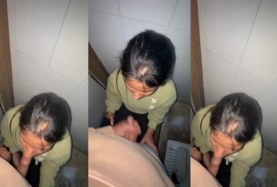 Desi girl enjoys bathroom sex by sucking a big dick