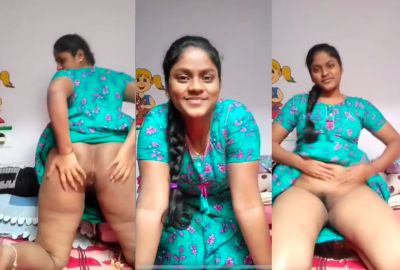 Desi Tamil girl strips and exposes her hairy pussy and ass
